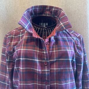 Garnet Hill - Women’s- Organic Pima Cotton Plaid Flannel Shirt - Size 6-8